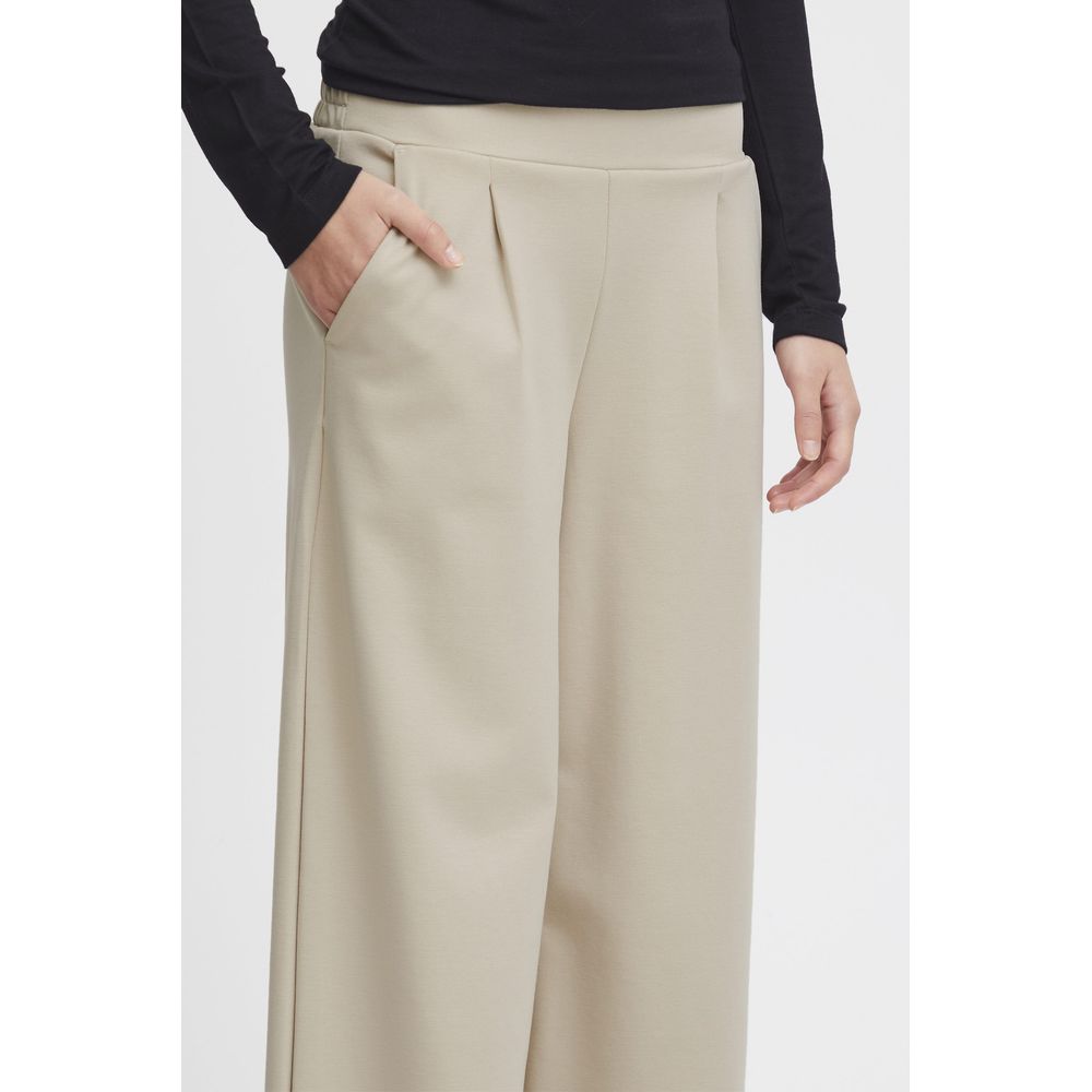 ICHI Beige Hose aus recyceltem Polyurethan