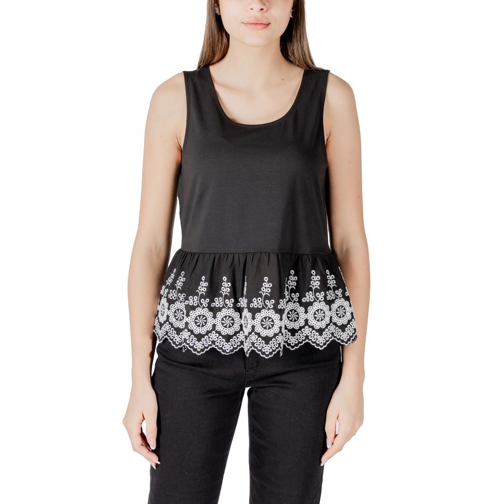 ICHI Schwarzes Baumwoll-Tanktop