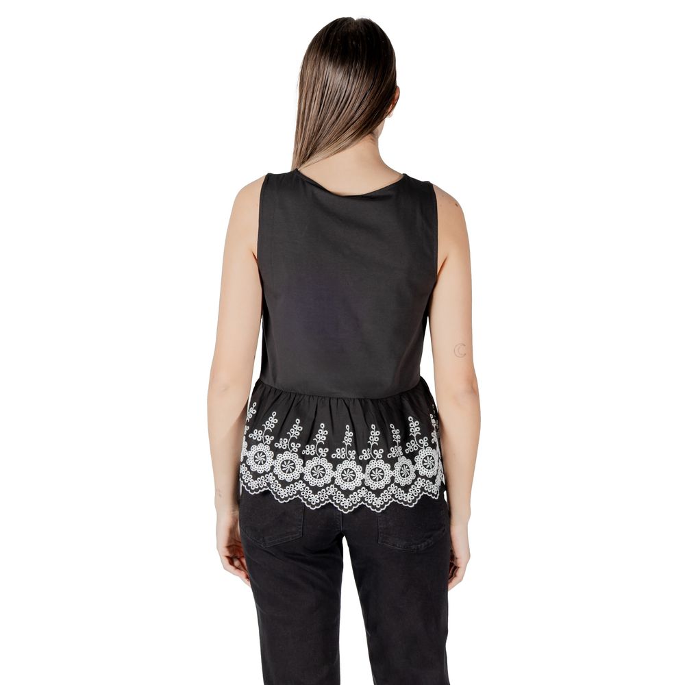 ICHI Schwarzes Baumwoll-Tanktop