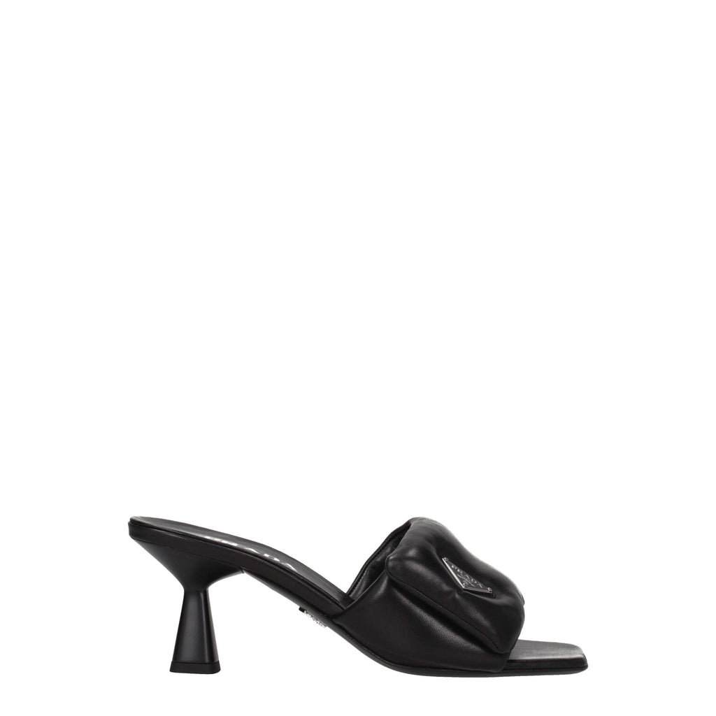 Prada Black Leather Platform Sandals