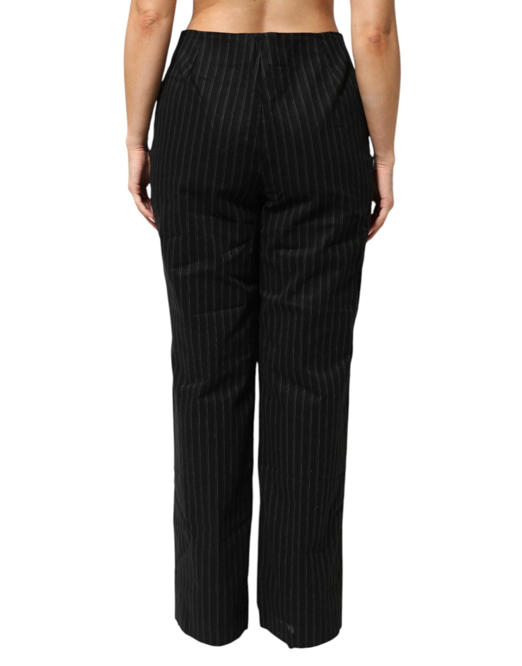 BENCIVENGA – Schwarze Nadelstreifenhose aus Wollmischung mit geradem Bein