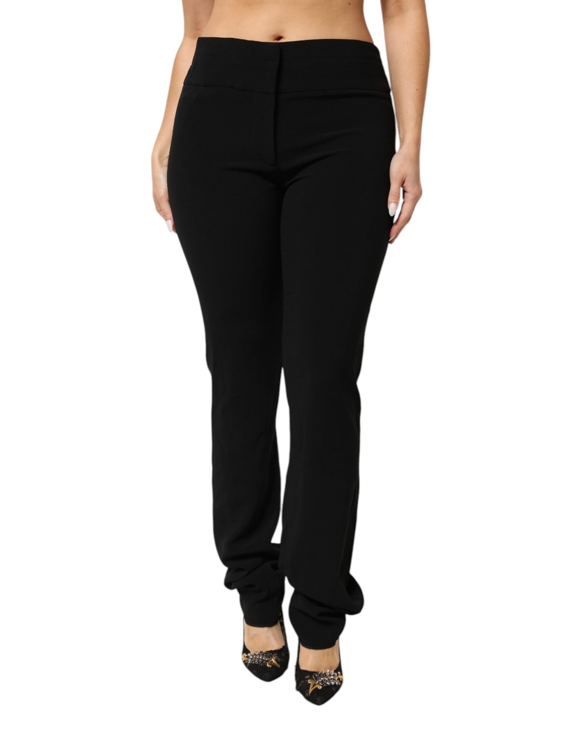 Exte – Schwarze Hose aus Viskose-Acetat-Mischgewebe mit geradem Bein und hoher Taille