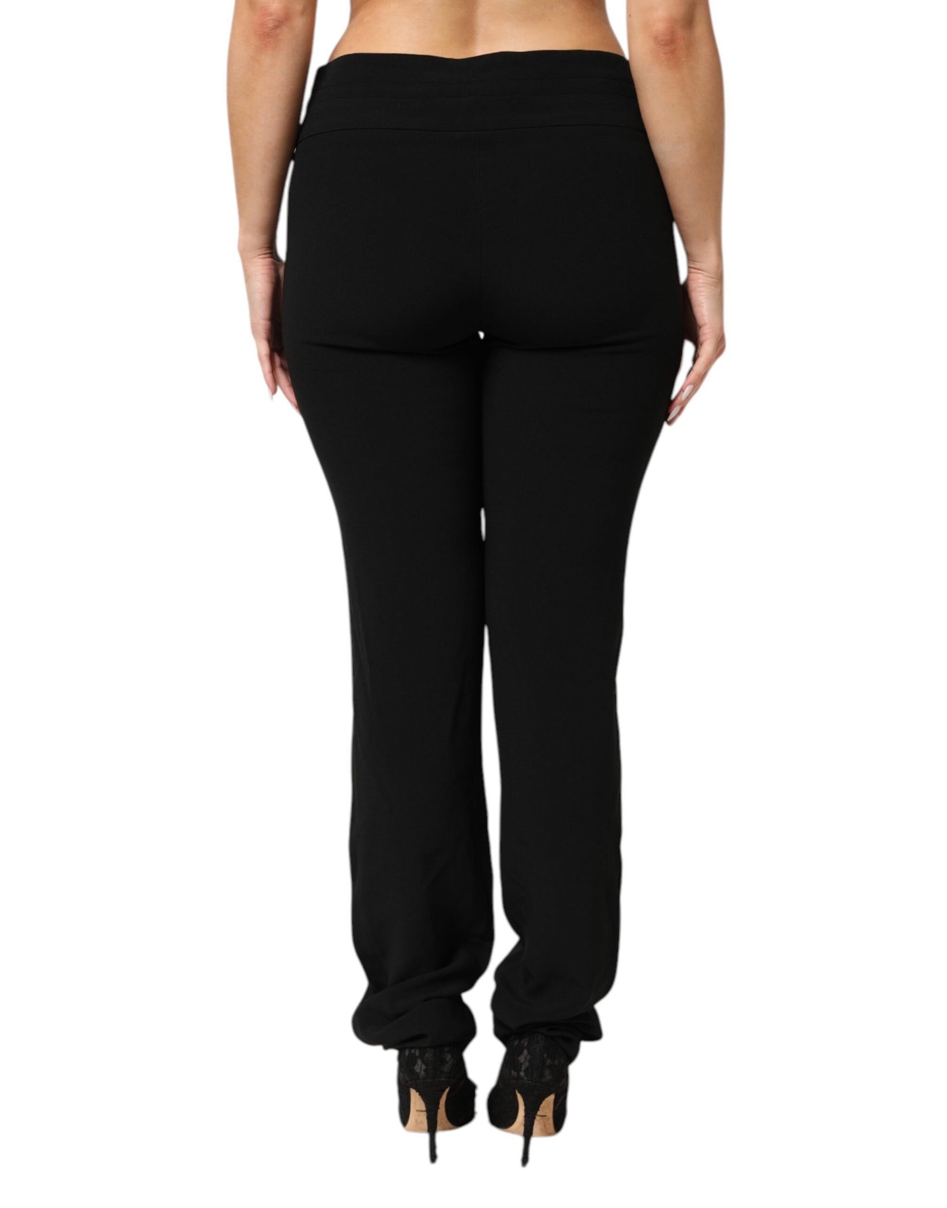 Exte – Schwarze Hose aus Viskose-Acetat-Mischgewebe mit geradem Bein und hoher Taille