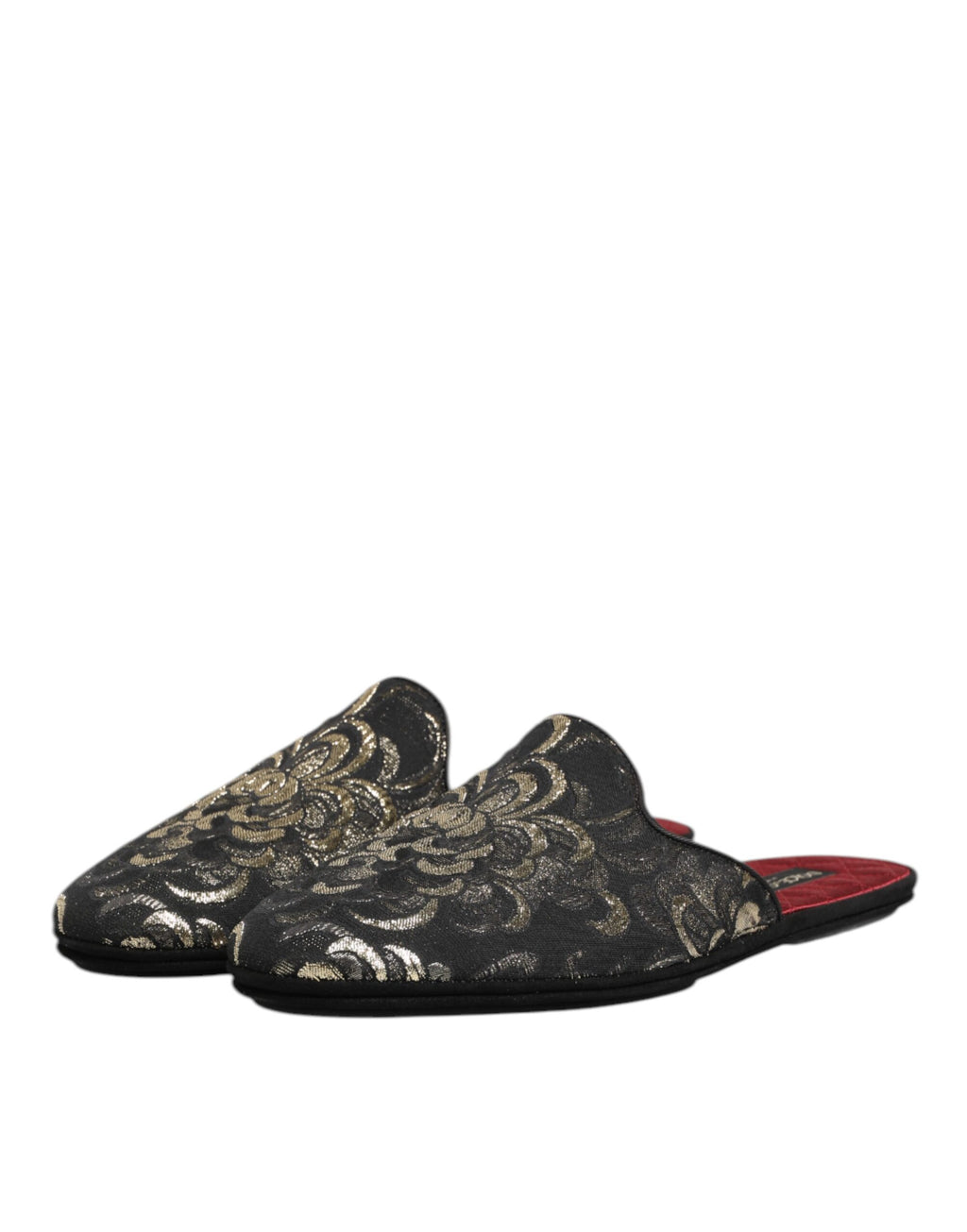 Dolce &amp; Gabbana – Schwarze Jacquard-Slipper mit Blumenmuster