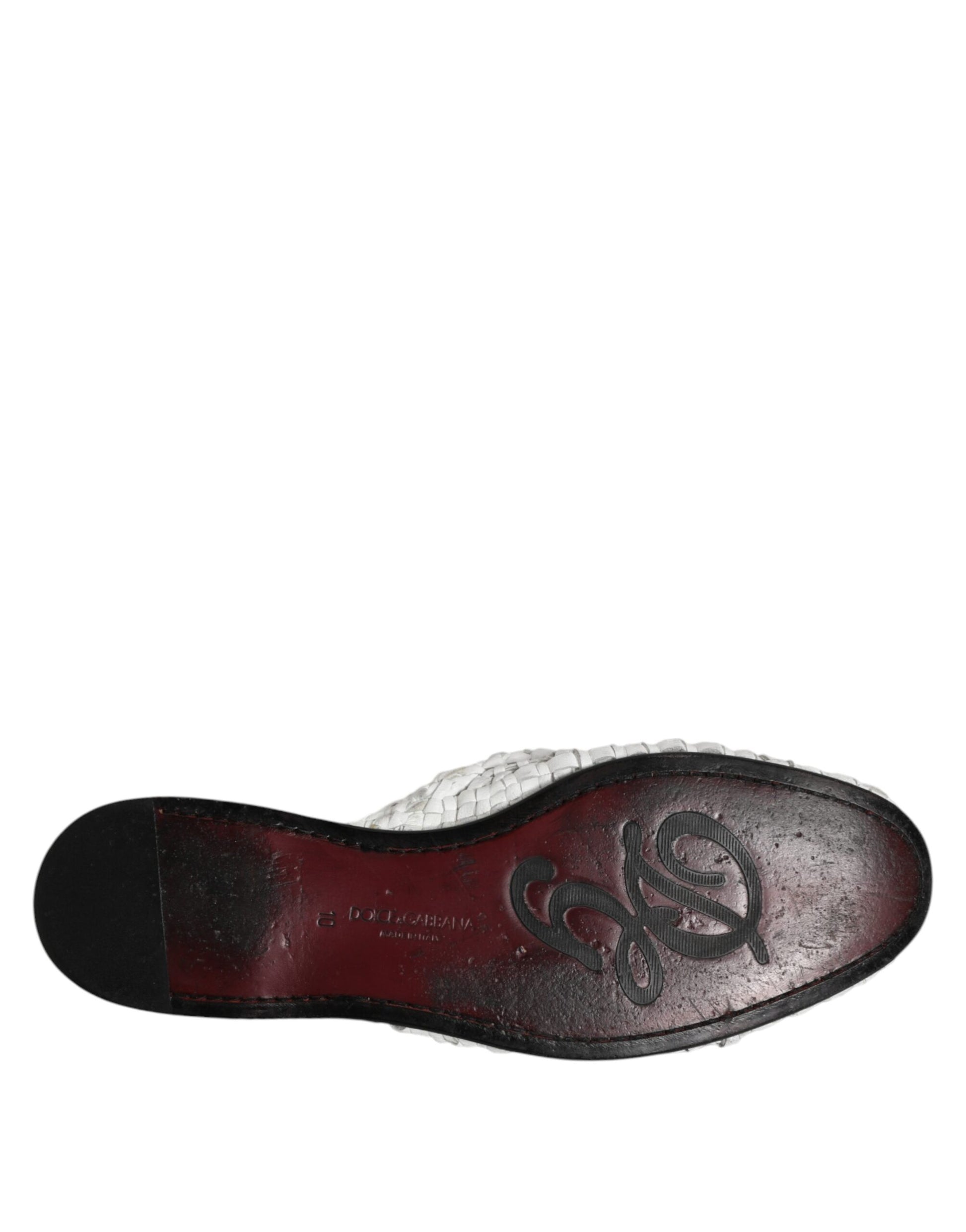 Dolce &amp; Gabbana Weiße gewebte Pantoletten MULES Herren Sandalen Schuhe