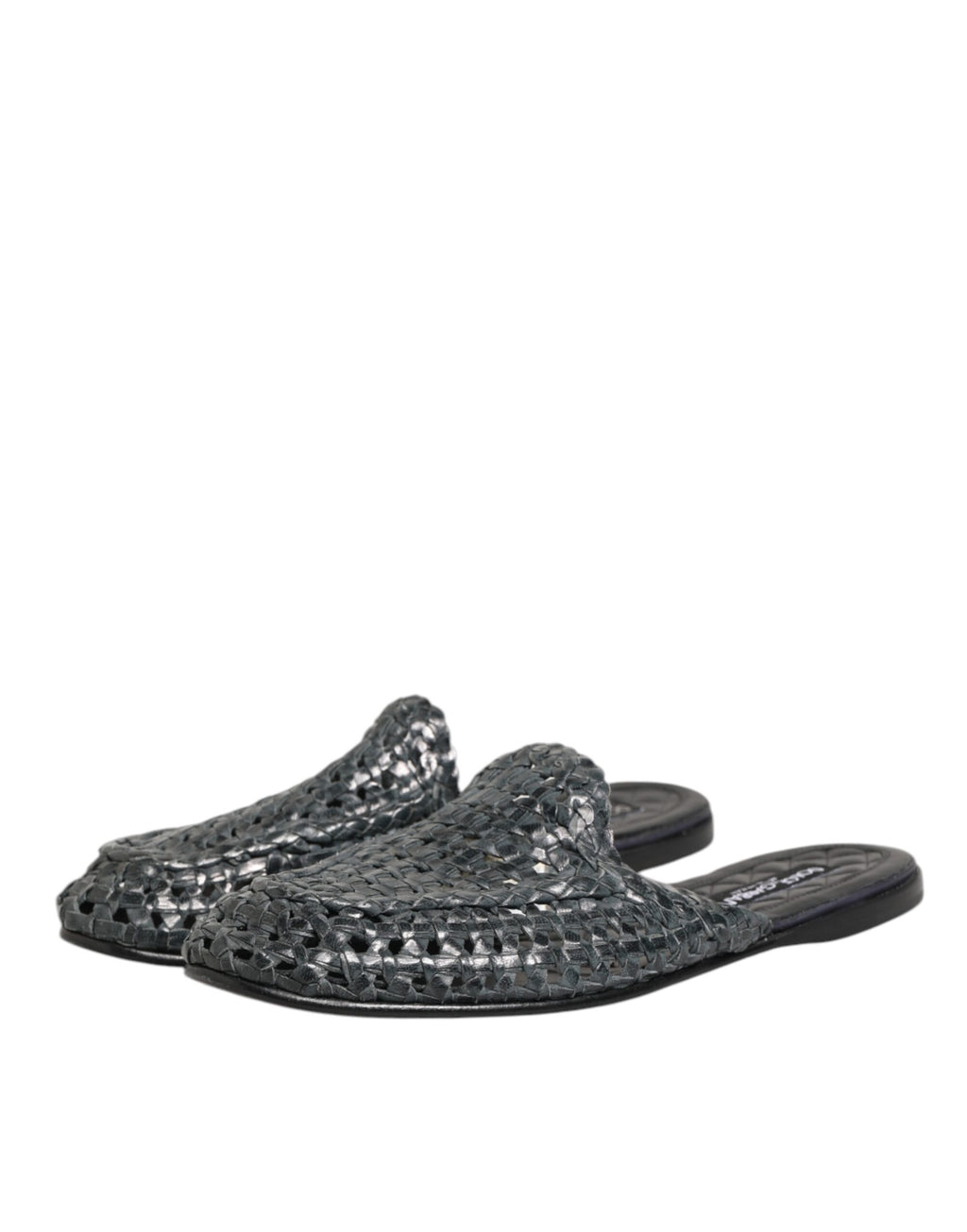 Dolce &amp; Gabbana Blaue gewebte Pantoletten MULES Herren Sandalen Schuhe