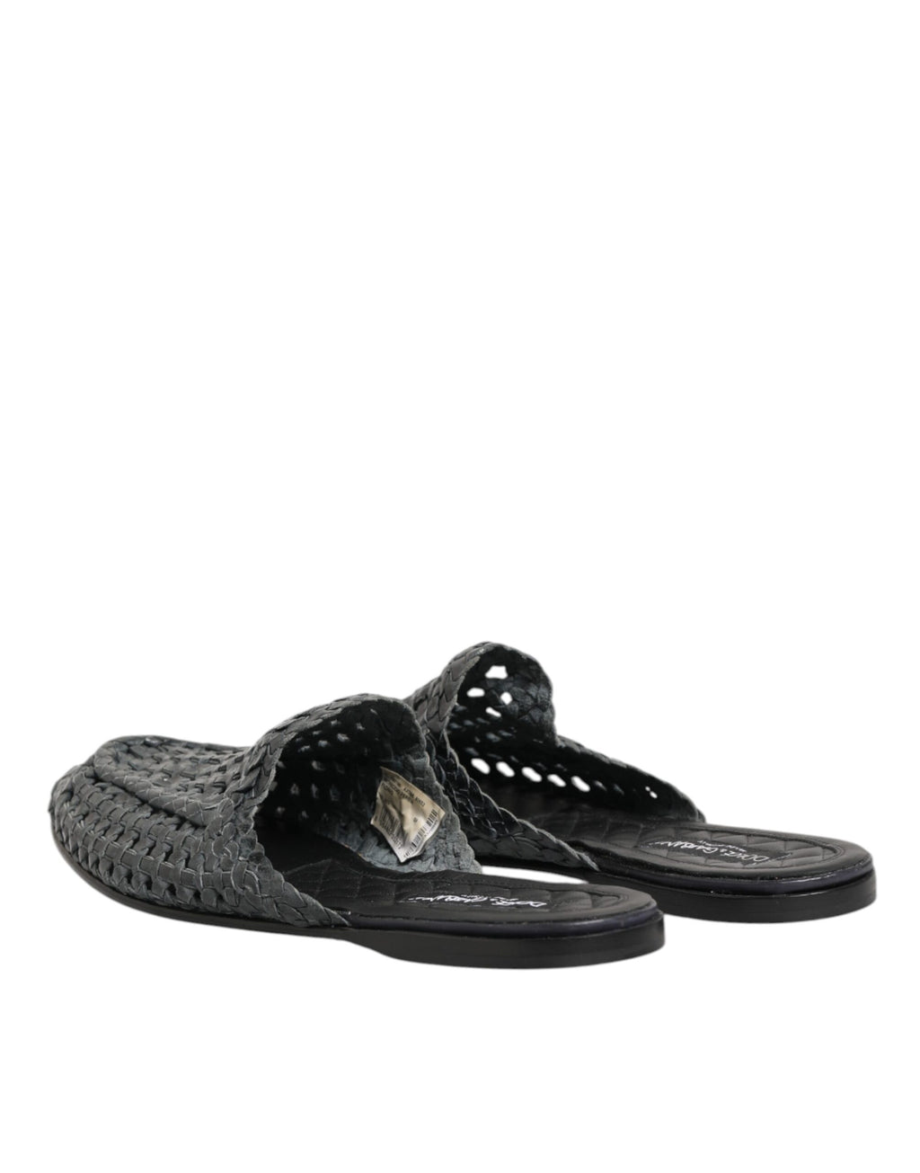 Dolce &amp; Gabbana Blaue gewebte Pantoletten MULES Herren Sandalen Schuhe