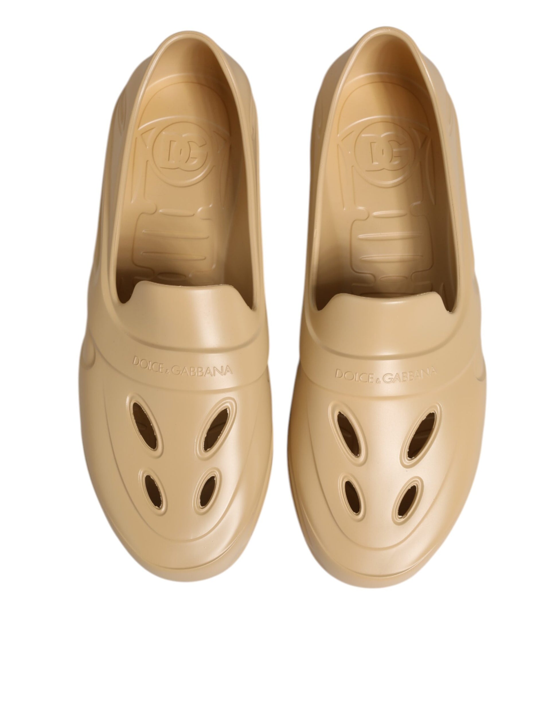 Dolce &amp; Gabbana Beige Gummi Slides Low Top Sneakers Schuhe