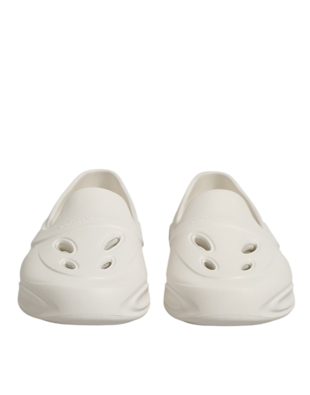 Dolce &amp; Gabbana – Weiße Gummi-Slides mit niedrigem Oberteil