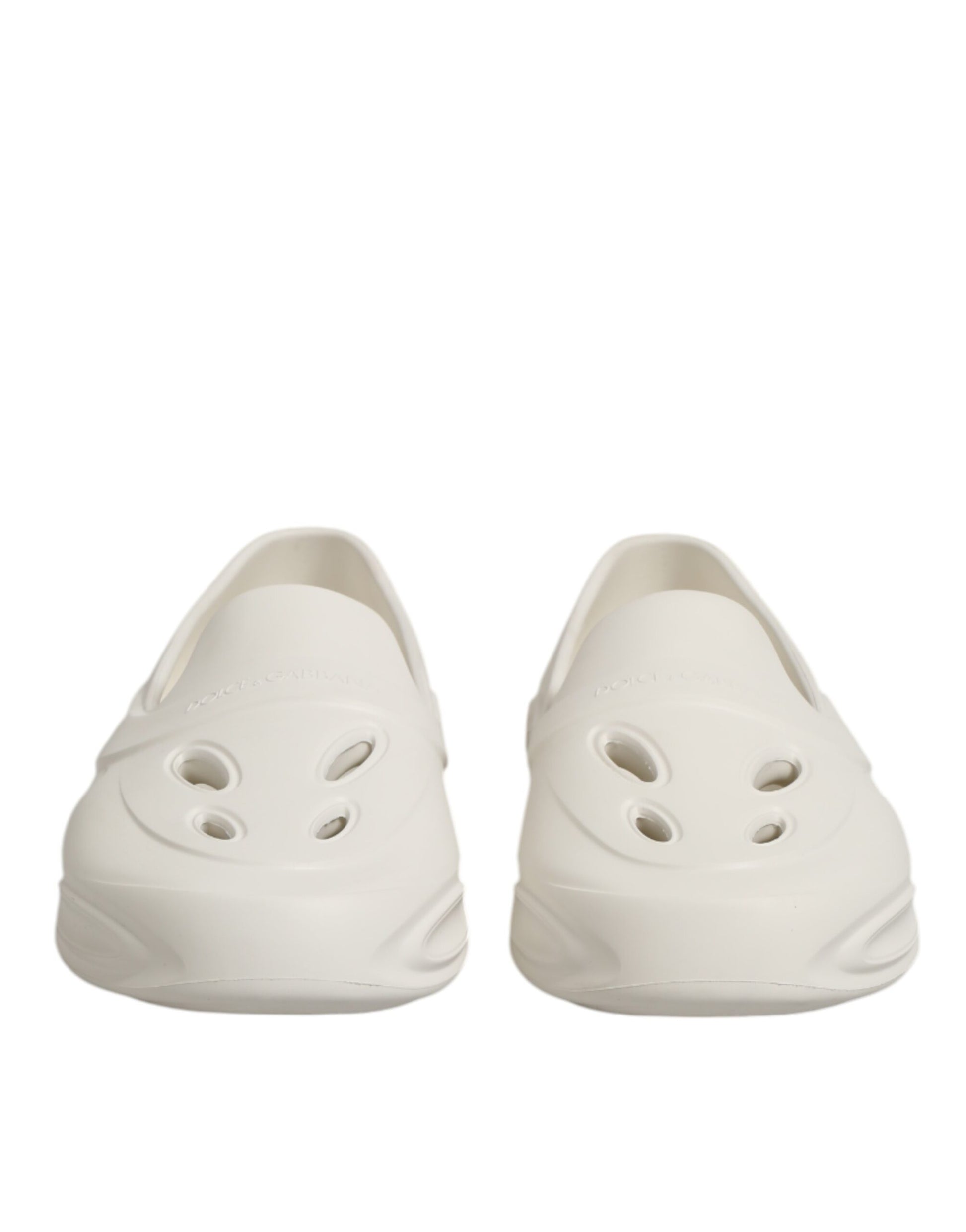 Dolce &amp; Gabbana – Weiße Gummi-Slides mit niedrigem Oberteil