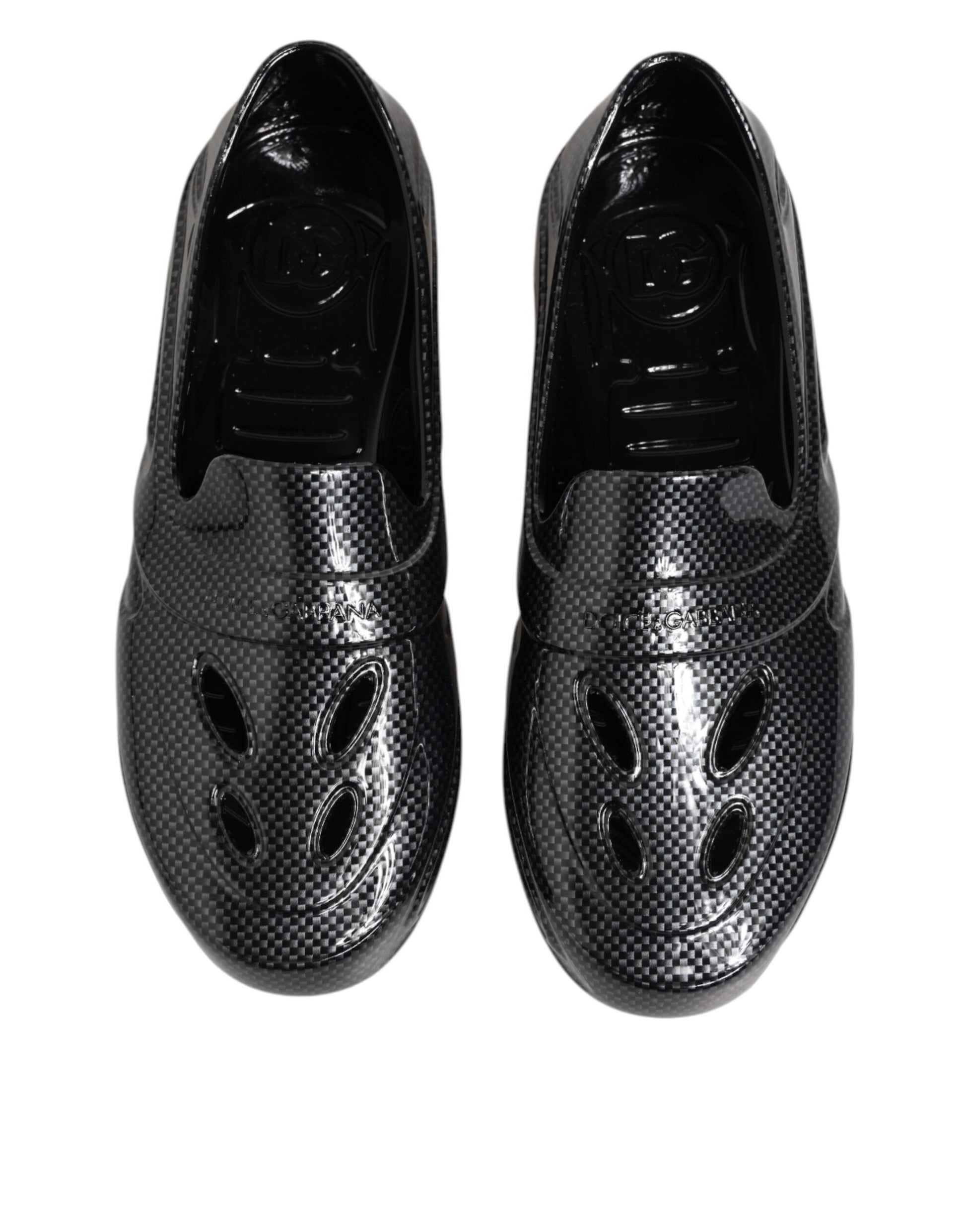 Dolce &amp; Gabbana – Schwarze Gummi-Slides mit niedrigem Oberteil