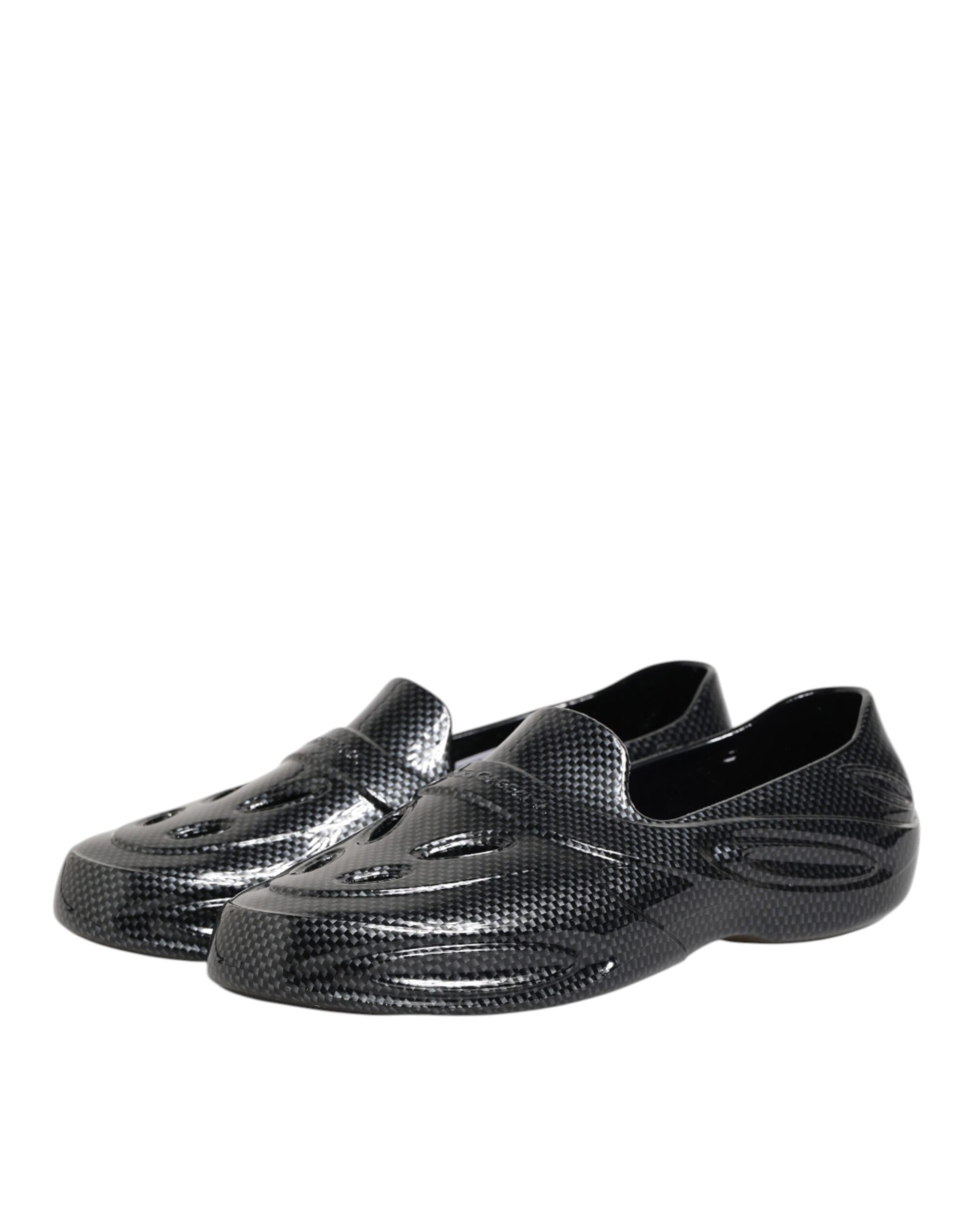 Dolce &amp; Gabbana – Schwarze Gummi-Slides mit niedrigem Oberteil