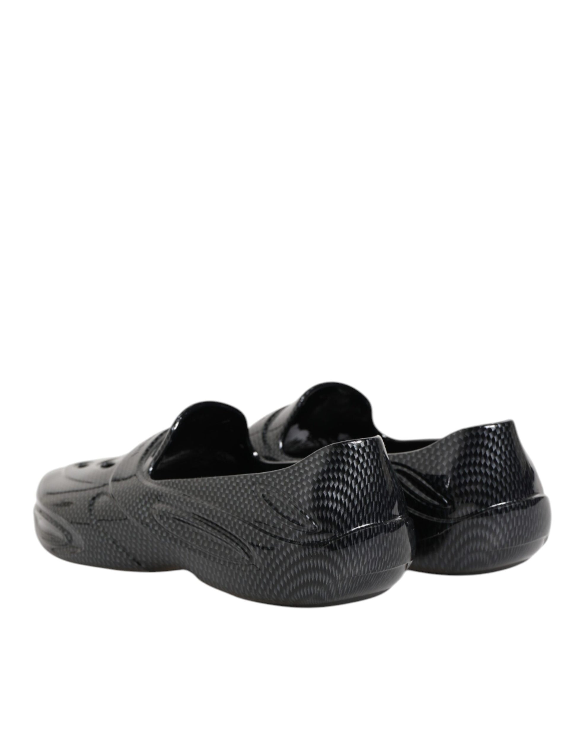 Dolce &amp; Gabbana – Schwarze Gummi-Slides mit niedrigem Oberteil