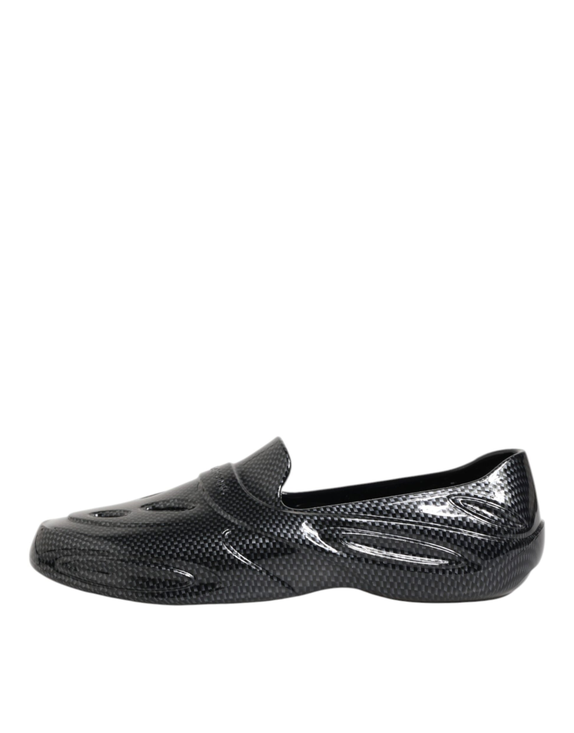 Dolce &amp; Gabbana – Schwarze Gummi-Slides mit niedrigem Oberteil