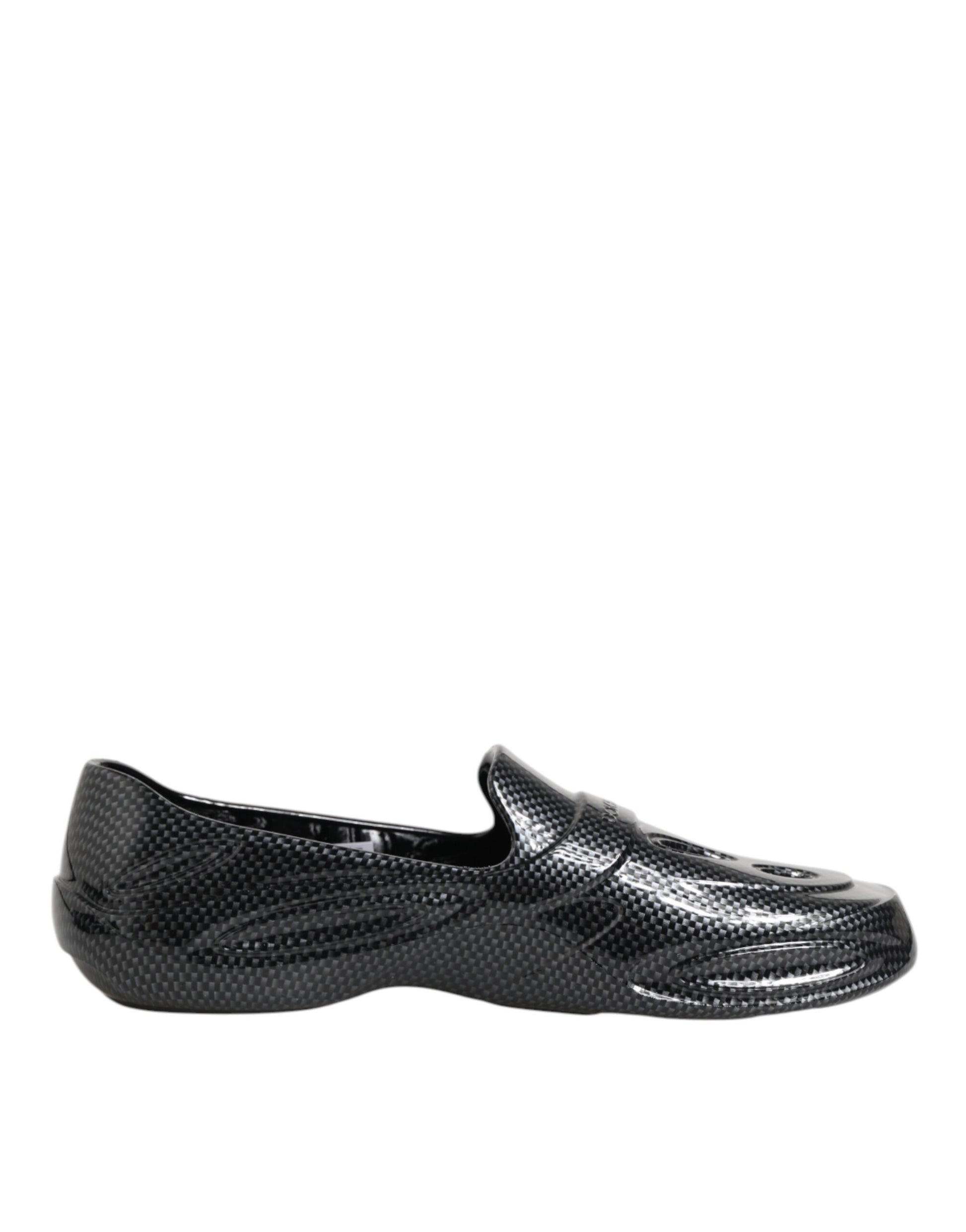 Dolce &amp; Gabbana – Schwarze Gummi-Slides mit niedrigem Oberteil