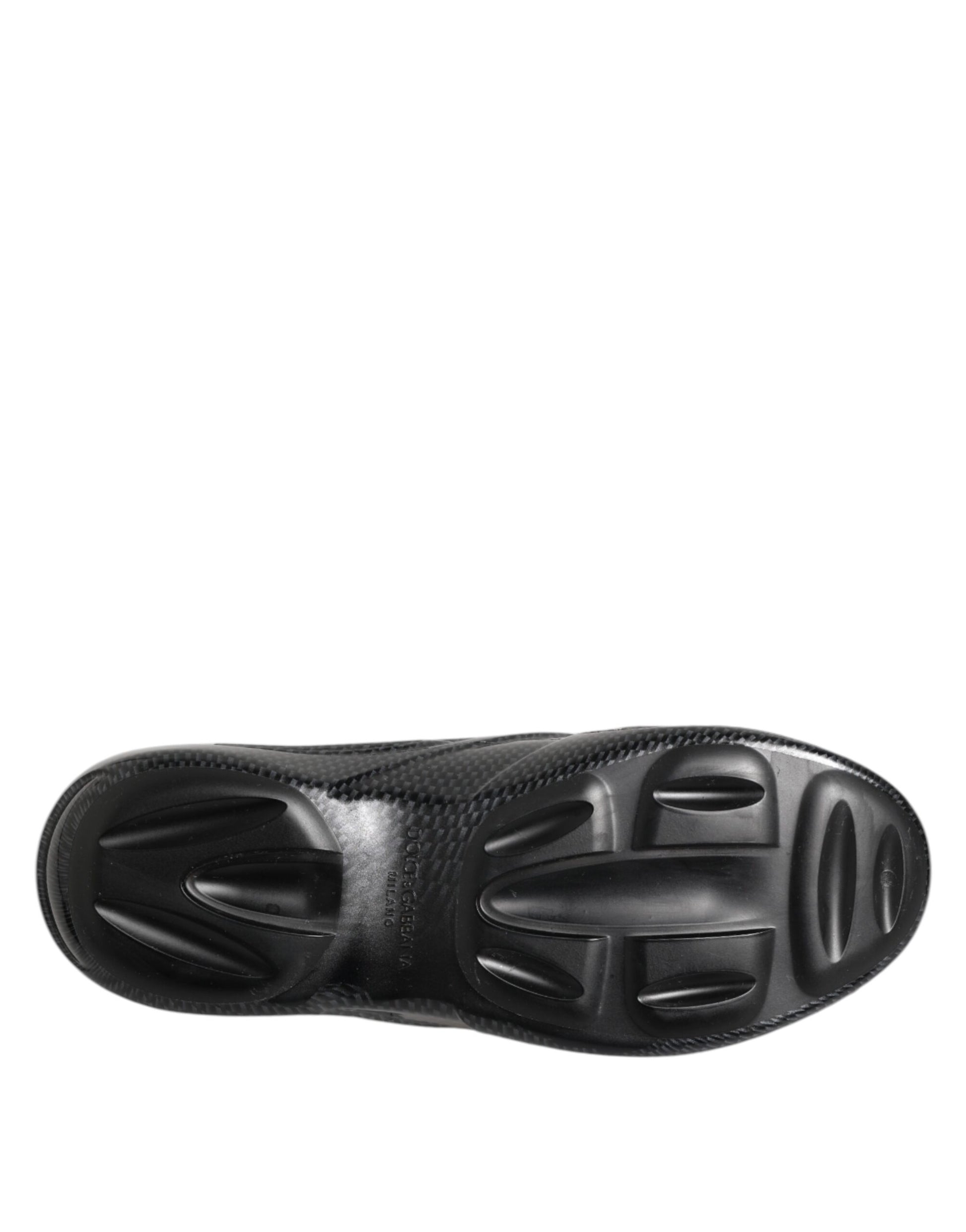 Dolce &amp; Gabbana – Schwarze Gummi-Slides mit niedrigem Oberteil