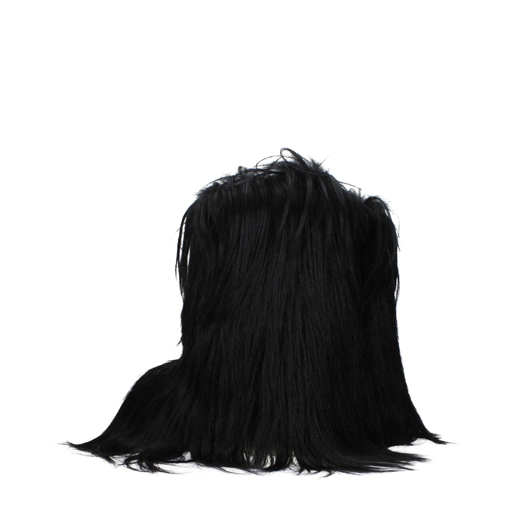 Rick Owens Black Fur Ankle Boots