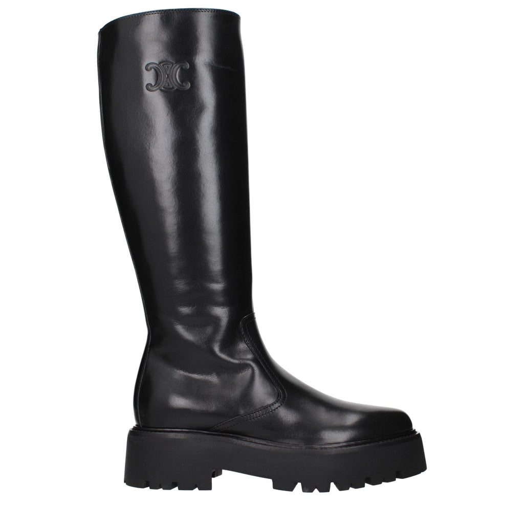 Celine Black Leather Ankle Boots