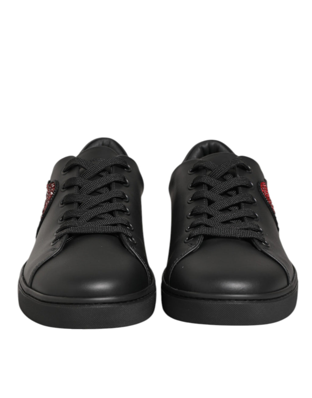 Dolce &amp; Gabbana Schwarze Leder-Sneakers mit Kristallherz