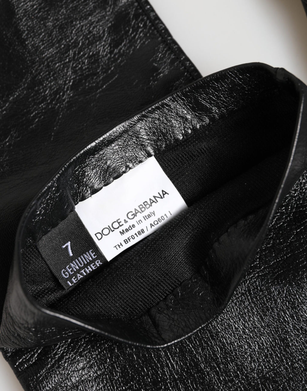 Dolce & Gabbana Black Polyester Elbow Length Mitten Gloves