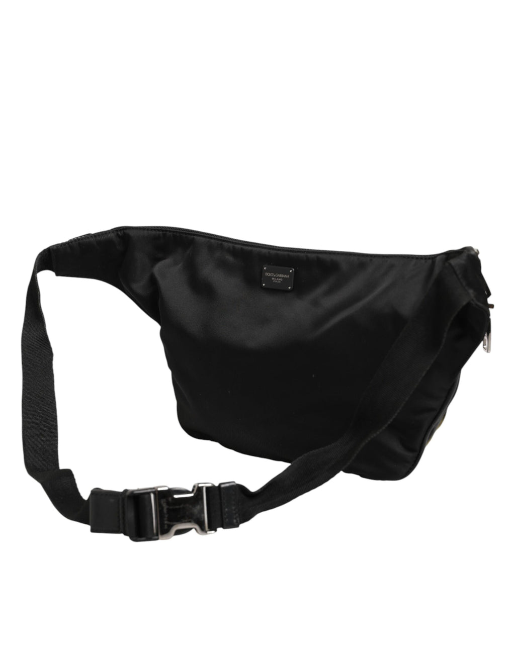 Dolce & Gabbana Black Logo Tape Print Waist Fanny Pack Men's Borse Bag