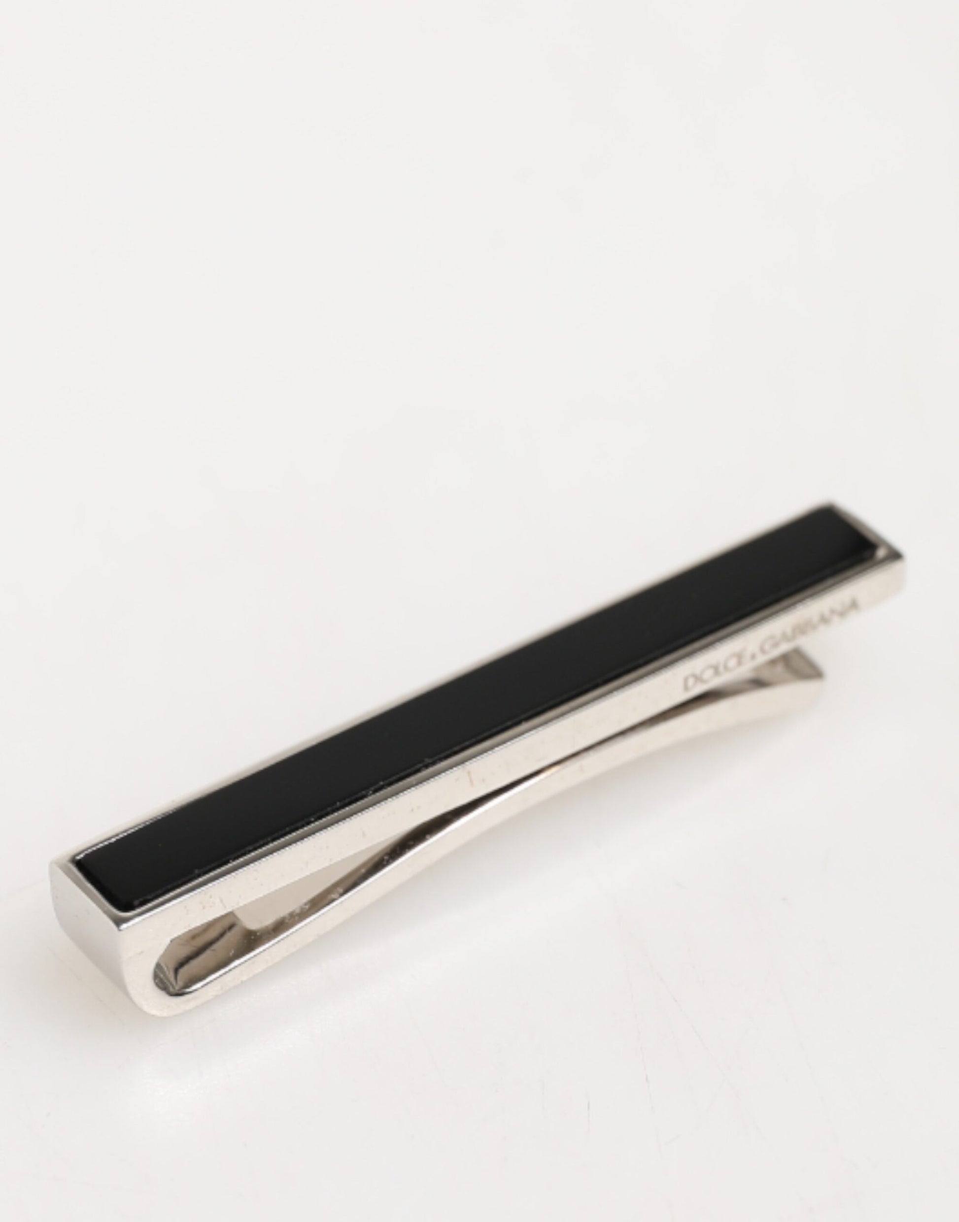 Dolce & Gabbana Silver Tone Brass Logo Branded Men Accessory Tie Clip Bar