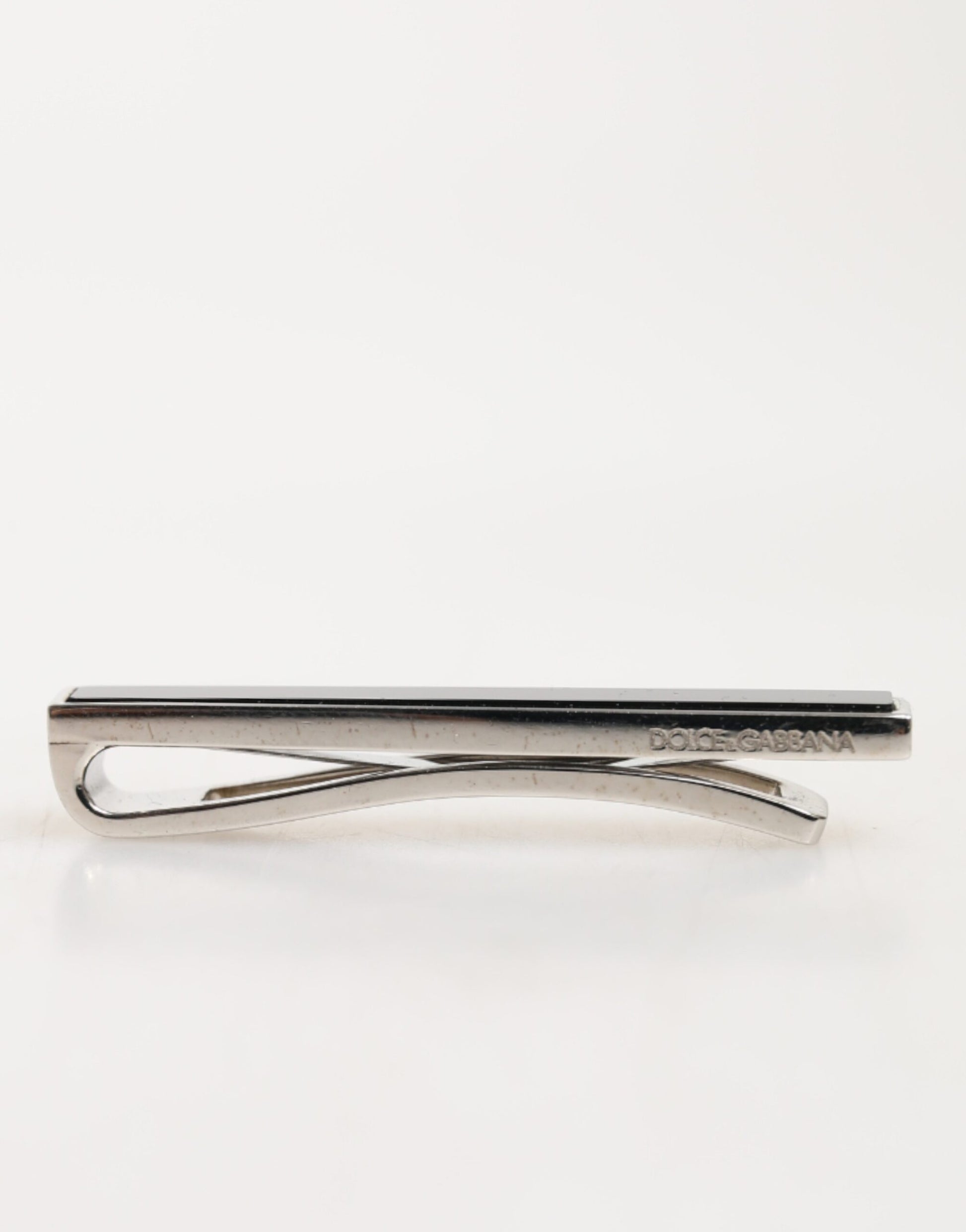 Dolce & Gabbana Silver Tone Brass Logo Branded Men Accessory Tie Clip Bar