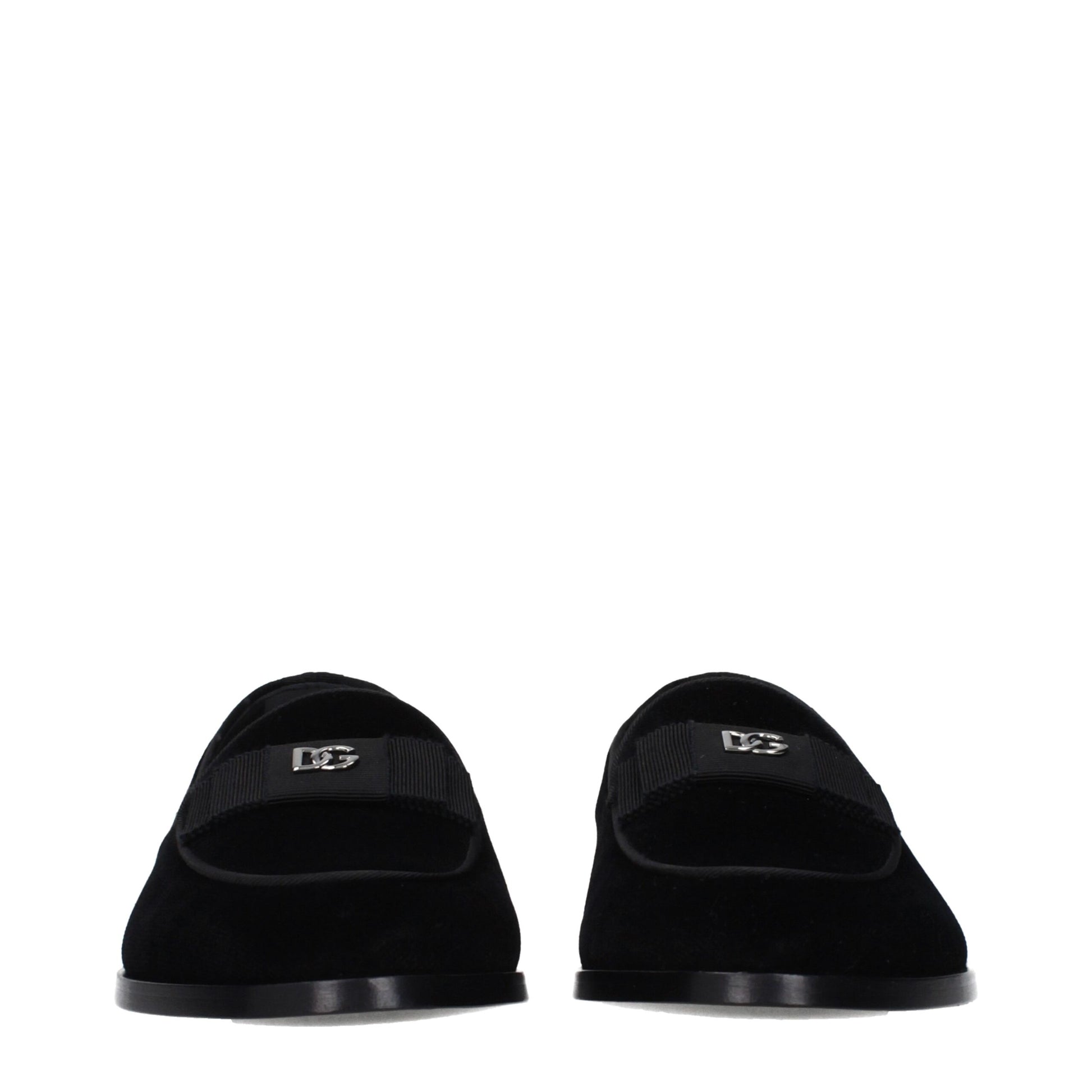 Dolce & Gabbana Black Velvet Slip-On Loafers