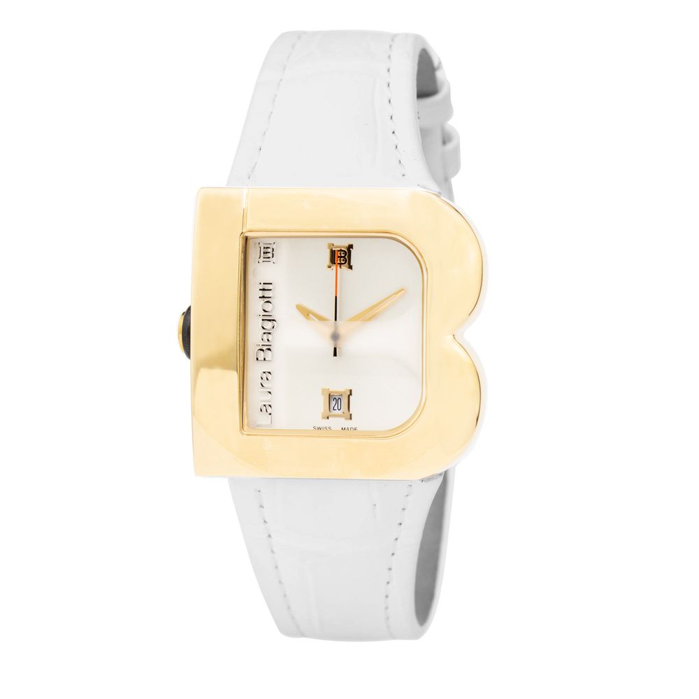 Laura Biagiotti White Leather Dress Watch
