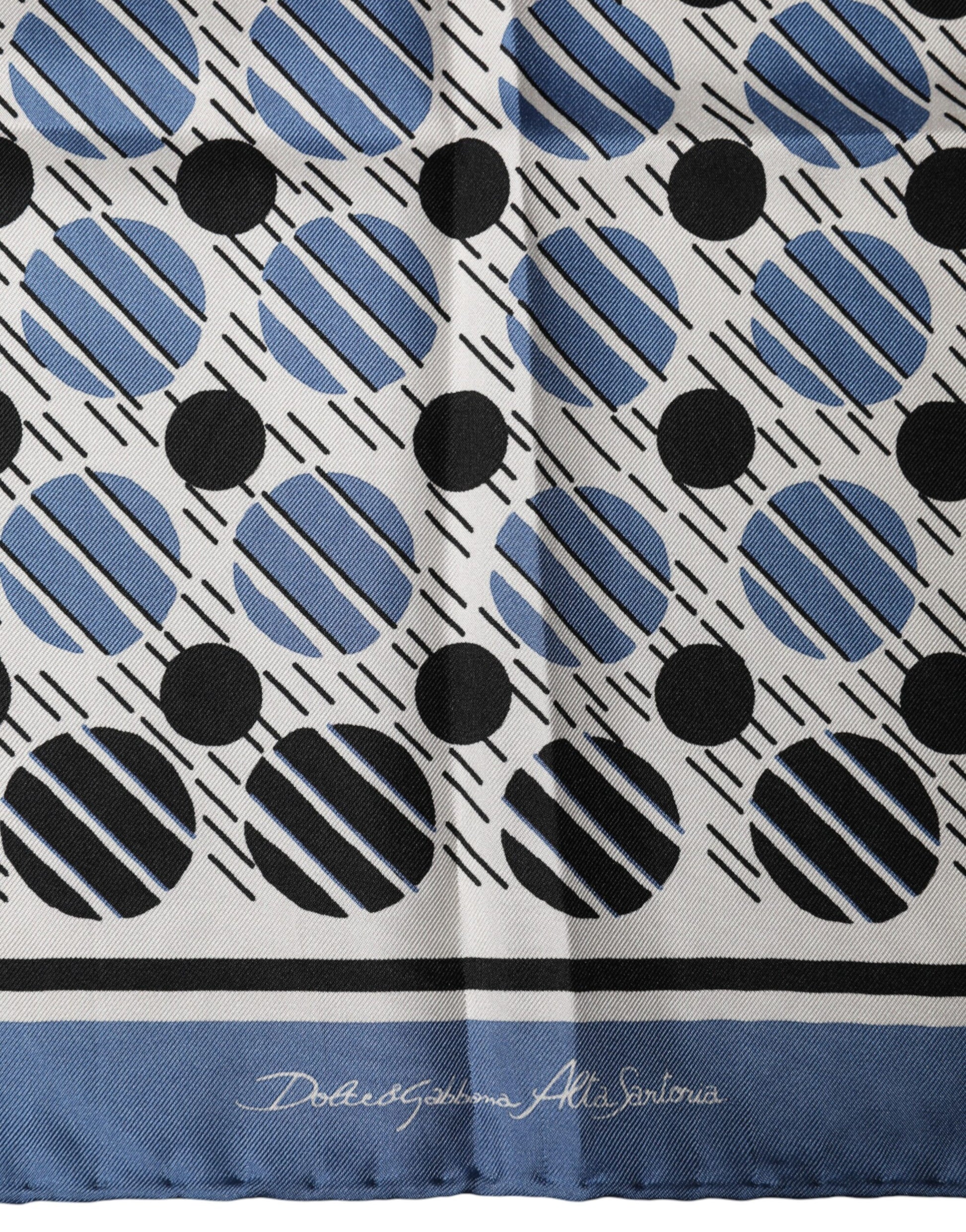 Dolce & Gabbana Blue Dotted Silk Square Foulard 66cm Scarf