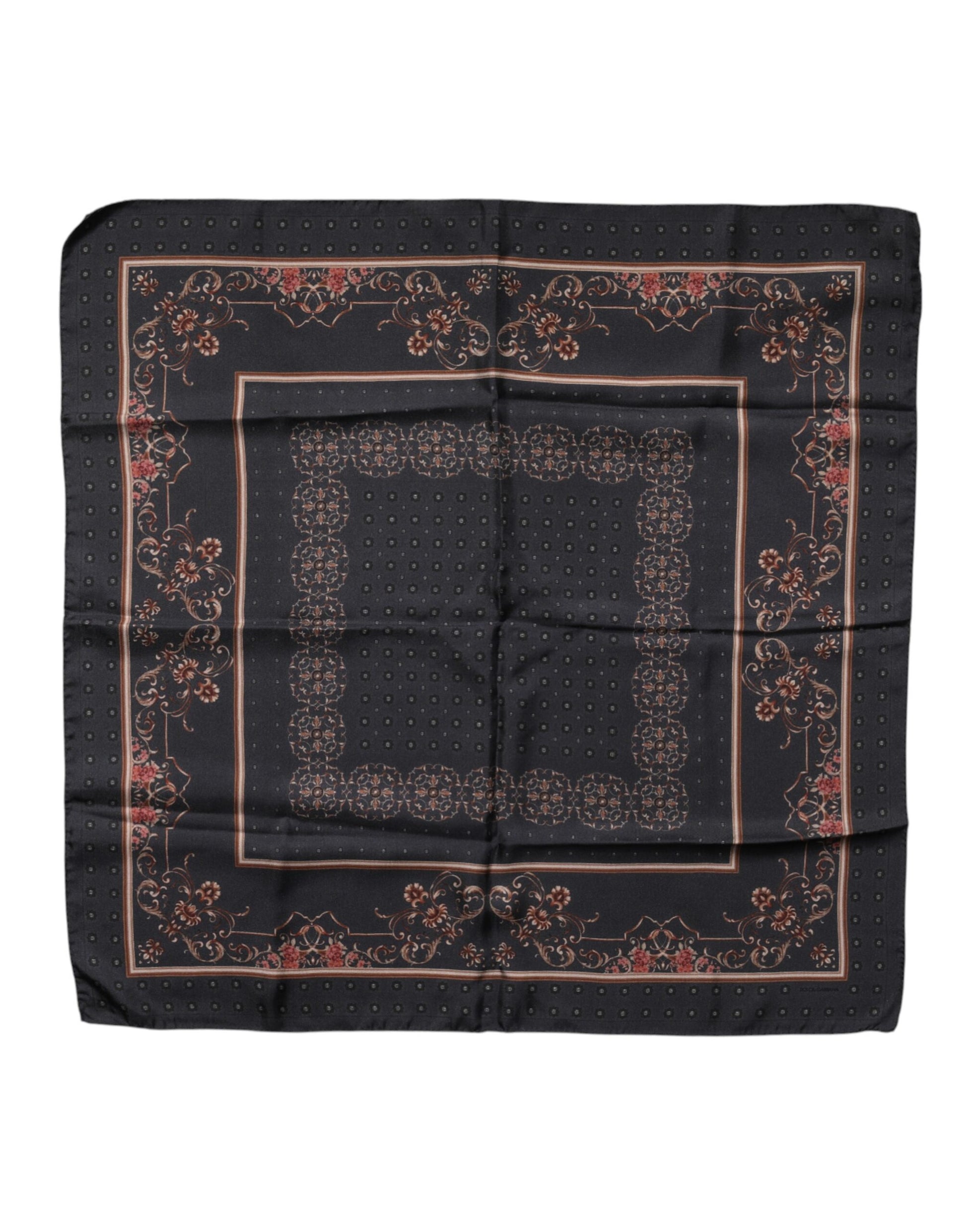 Dolce & Gabbana Black Patterned Square Foulard Scarf