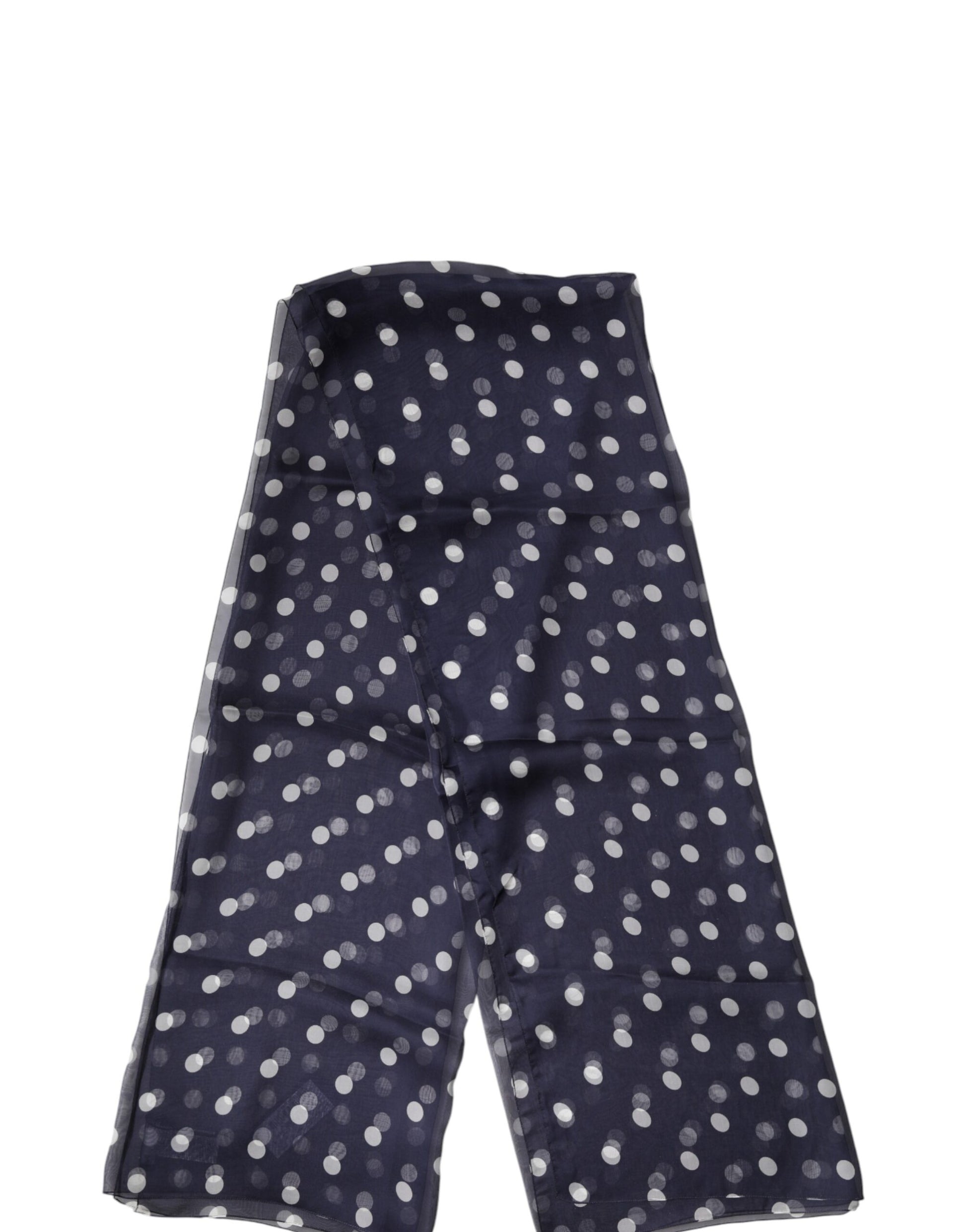 Dolce & Gabbana Blue Polka Dot Silk Neck Wrap Shawl 205cm x 132cm Scarf