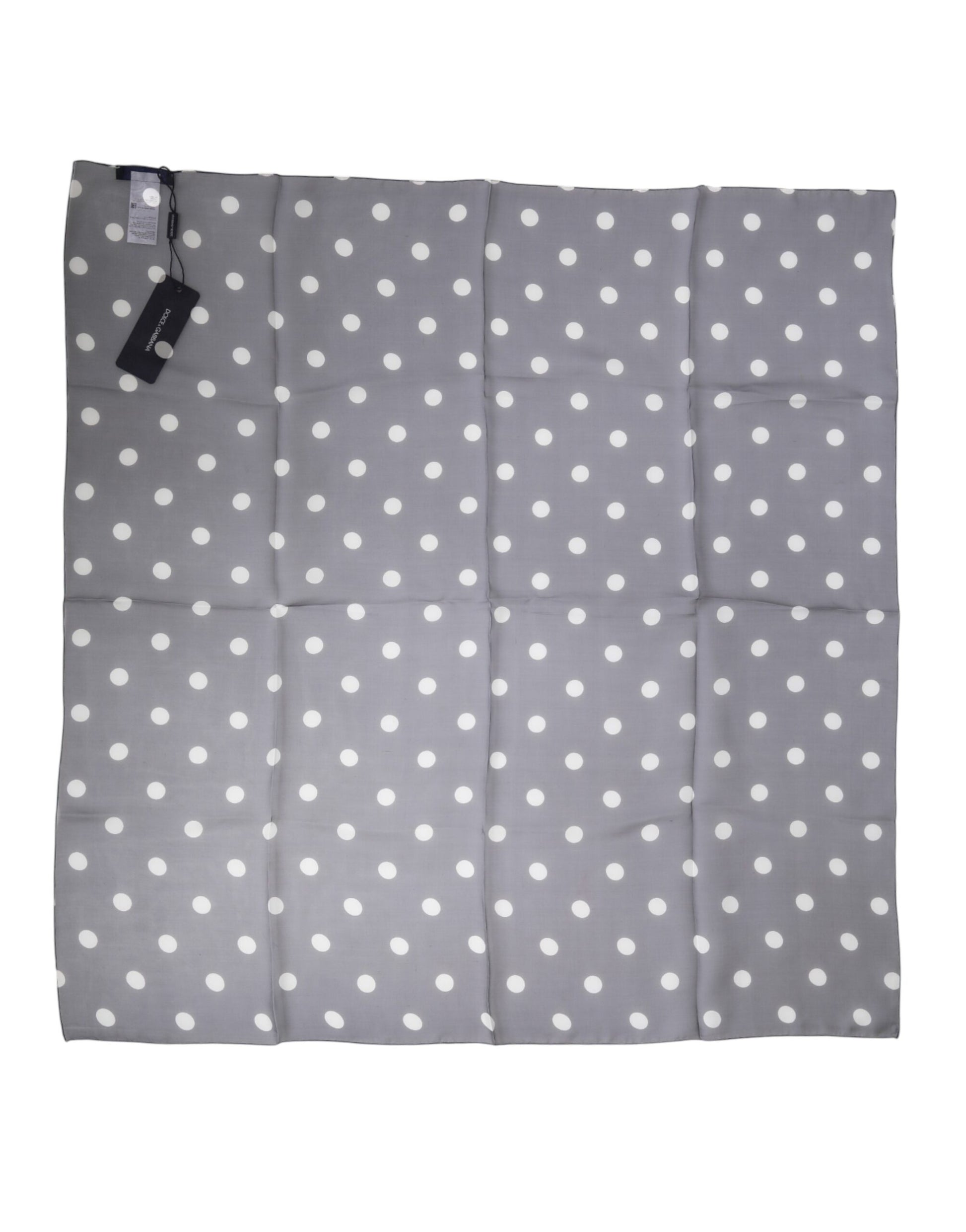 Dolce & Gabbana Blue Polka Dot Silk Square Foulard 91.5cm x 89.5cm Scarf